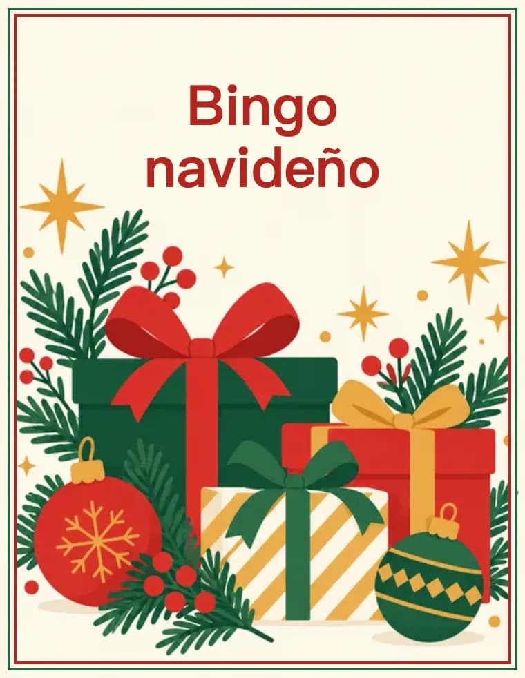 Portada del paquete de cartones de bingo navideño para imprimir: Paquete de cartones de bingo navideño