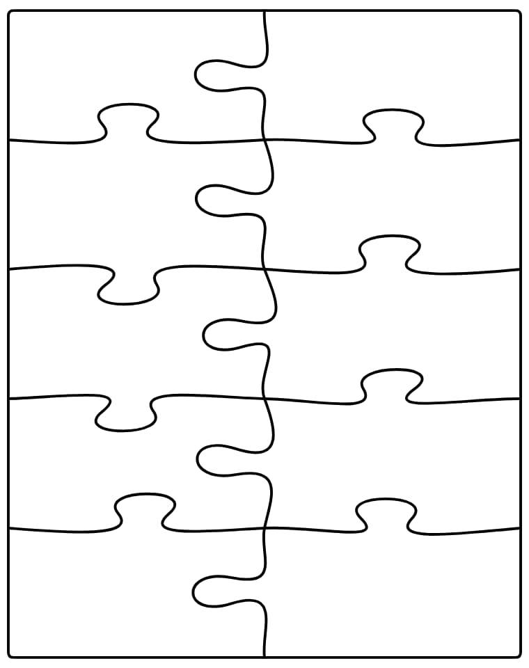 Blank puzzle template with 10 pieces