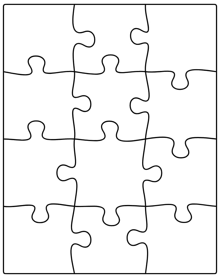 Blank puzzle template with 12 pieces
