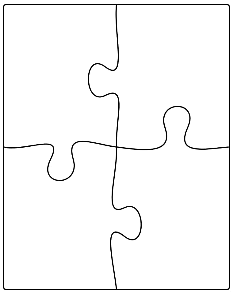Blank puzzle template with 4 pieces