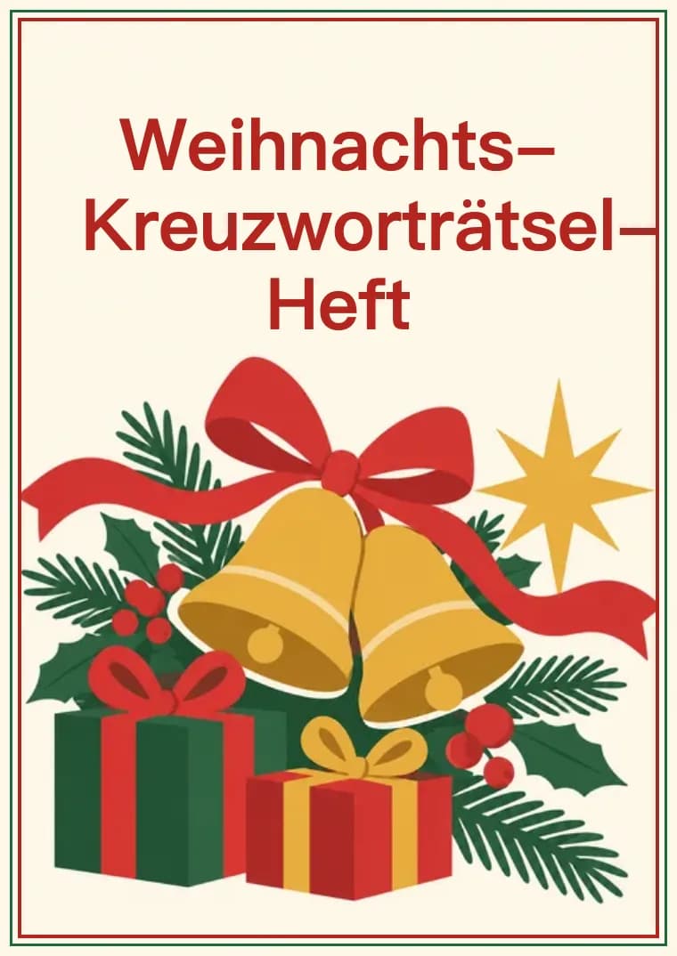 Titelseite des Weihnachts-Kreuzworträtsel-Hefts zum Ausdrucken