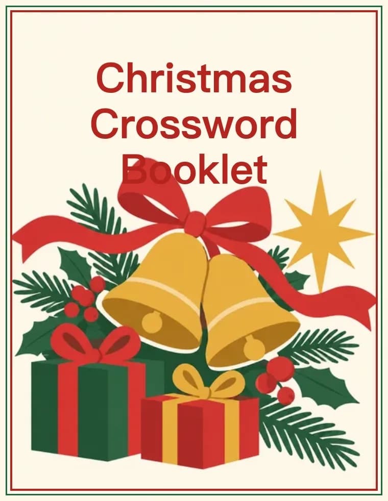 Cover of the printable Christmas crossword booklet