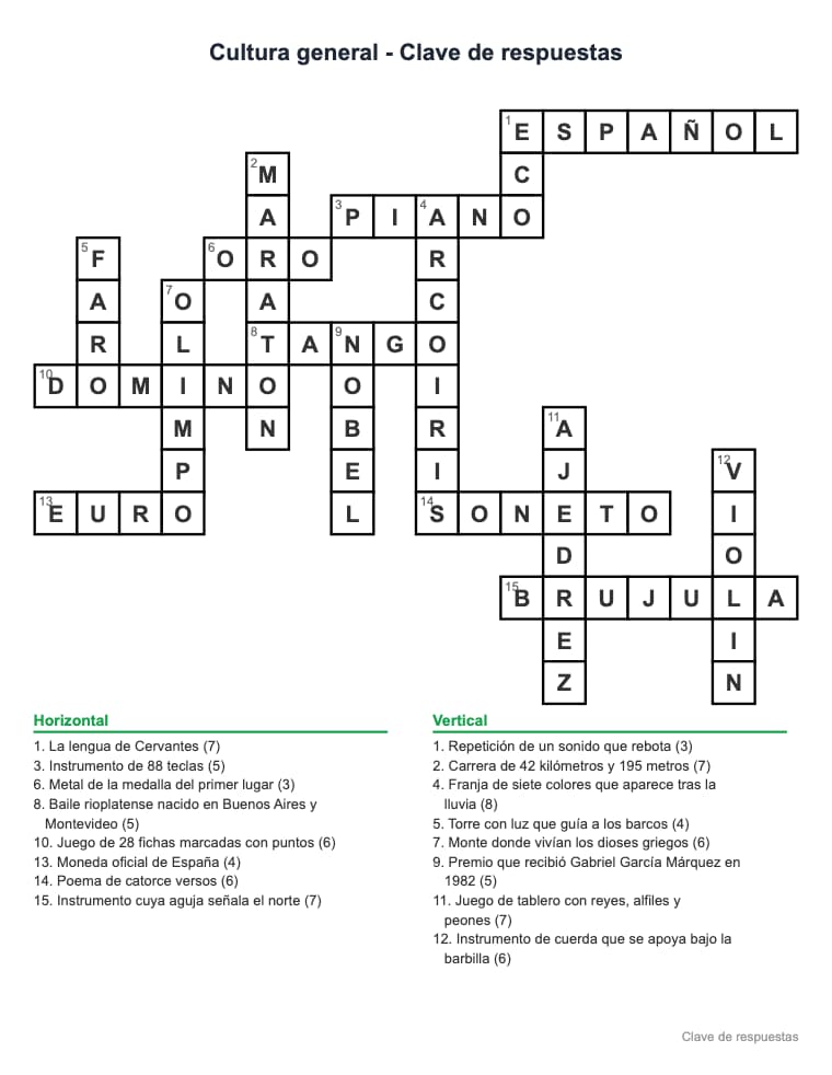Cuadernillo de 12 crucigramas para imprimir