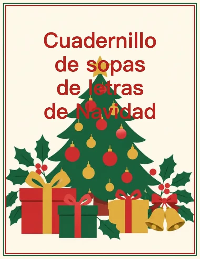 Portada del cuadernillo de sopas de letras de Navidad para imprimir